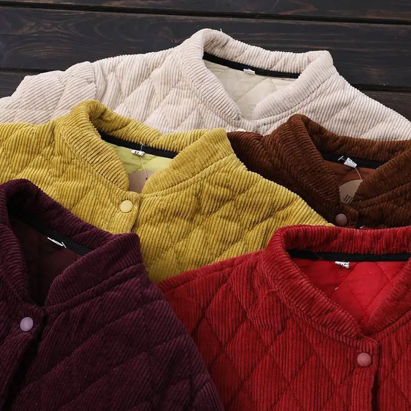 Corduroy Winter Coat Women Puffer Jacket Winter New Korean Style Long Ladies Over-the-knee Cotton Padded Jacket Keep Warm