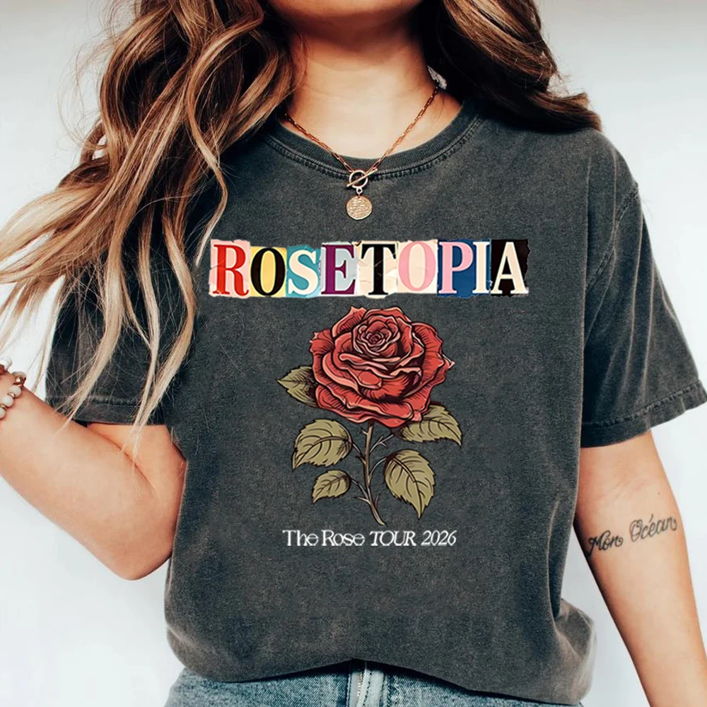 Фото Футболка The Rose Rosetopia Tour 2026 Comfort, винтажная футболка The Rose Kpop с изображением Усунга, Доджуна, Хаджуна, Тэгёма, для концертов, подарок №1