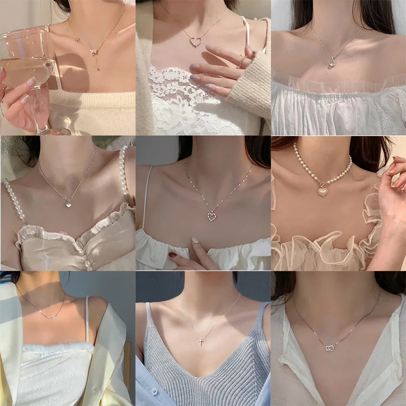 

Hot Selling Pearl Titanium Steel Necklace Colorless Women's Style Pendant High-end Luxury Accessories Wholesale Style Optional