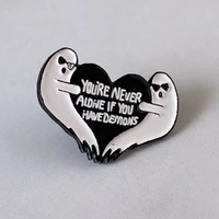 youre never alone if you have your demons brooch metal badge lapel pin jacket jeans fashion jewelry accessories gift