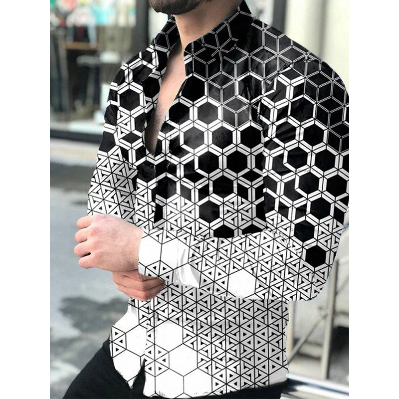 

Social High Quality Fashion Men Shirts Luxury Shirt Casual Lattice Print Long Sleeve Tops Men's Clothing Party Blouses Cardigan