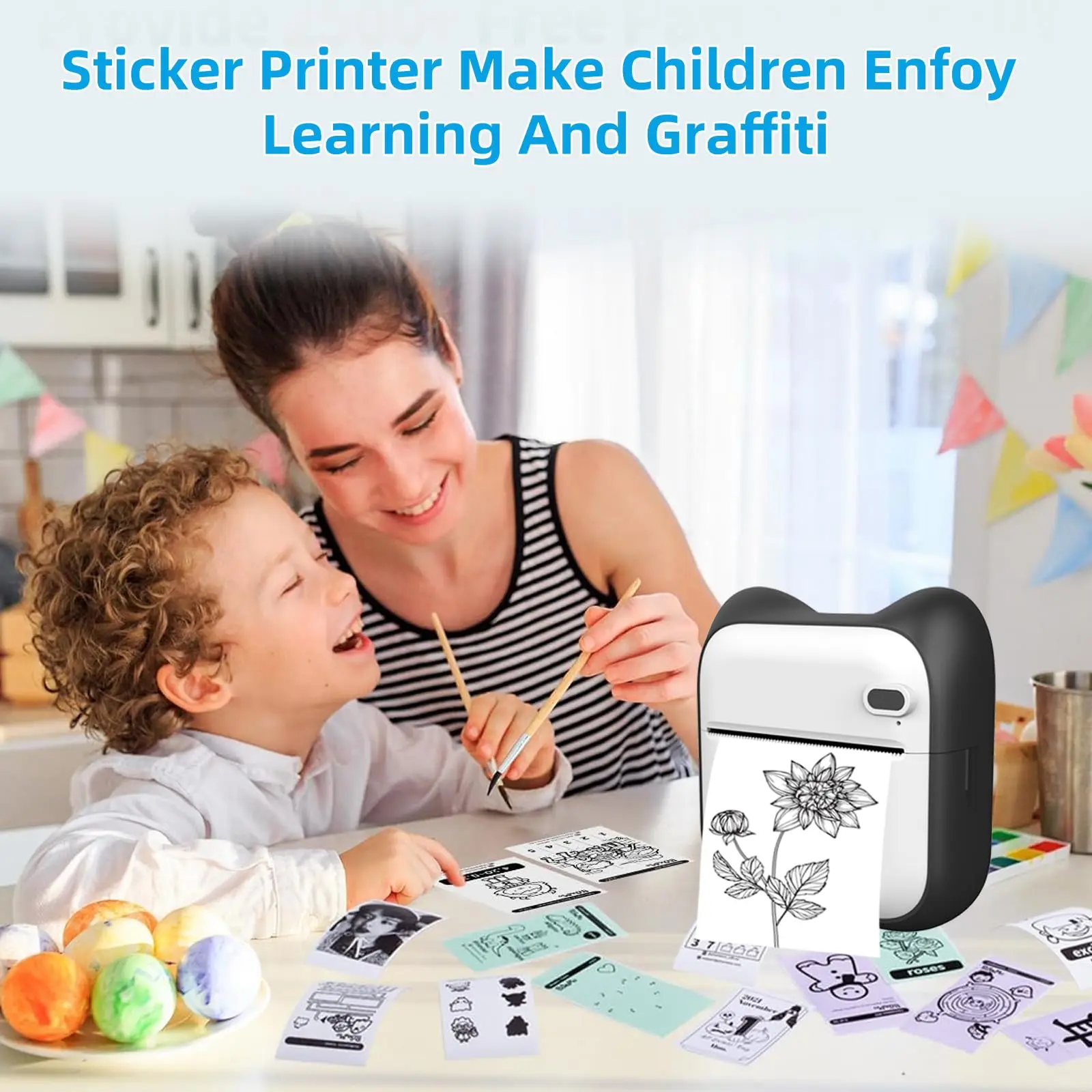 Карманный мини-принтер для фотографий портативный бесчернильный термальный 57 мм