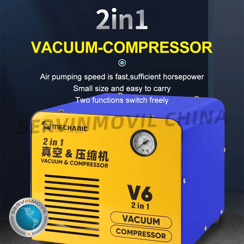 

Умный вакуумный компрессор Mechanic V6 600 Вт 2 в 1, используется с ламинатором для ремонта ЖК/прямых экранов телефонов