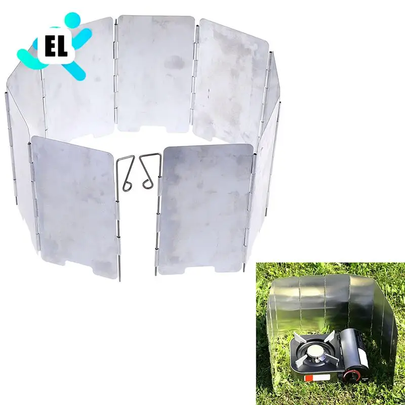 

9 Plates Windshield Wind Shield Screens Foldable Outdoor Camping Cooking Cooker Gas Stove Wind Screen