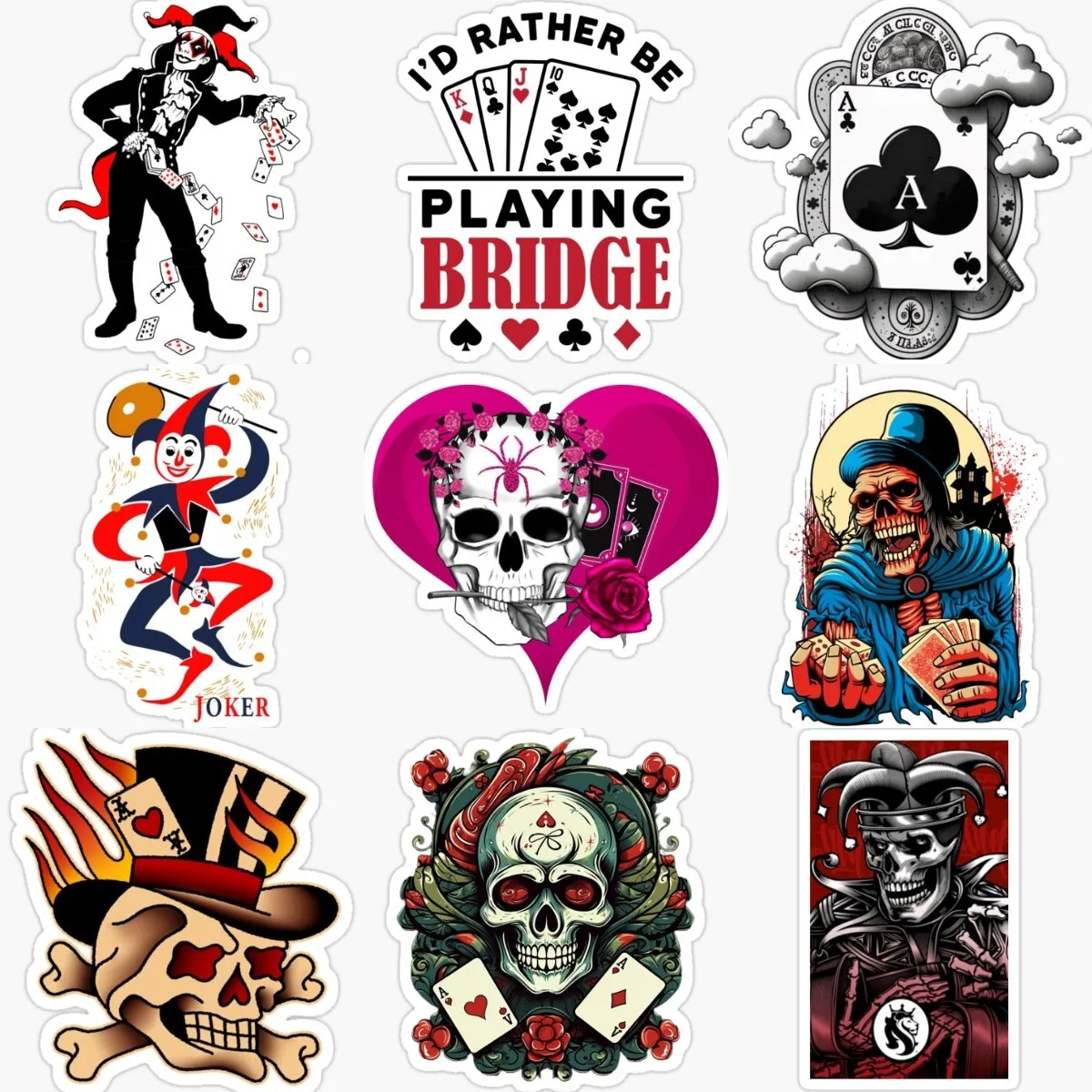 Виниловая наклейка с игральными картами Джокер Череп клоун мотоцикл бампер