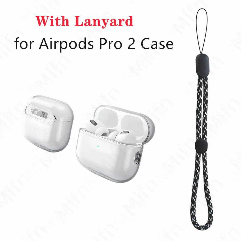 

Прозрачный чехол для Airpods Pro 2 с ремешком, Мягкий моющийся защитный чехол из ТПУ для Airpods Pro 2-го поколения, чехол
