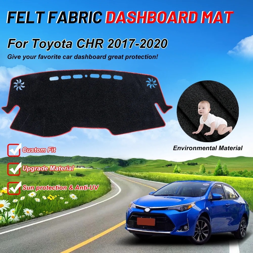 

Коврик для приборной панели под заказ, чехол для Toyota CHR 2017-2020, нескользящий коврик для приборной панели, защита от солнца, без бликов