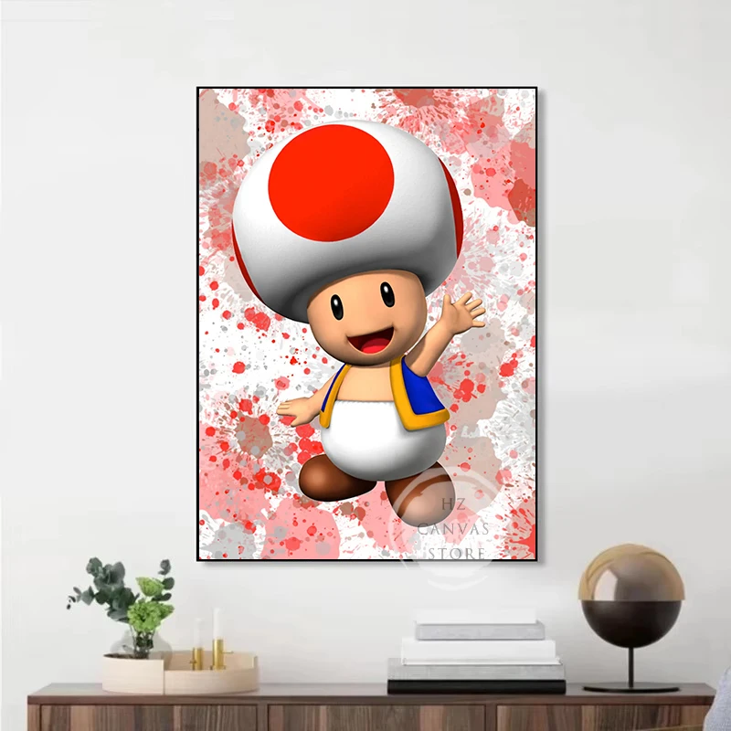 Классическая аниме-игра MM-Marios Bros цветные постеры с всплеском печать на холсте