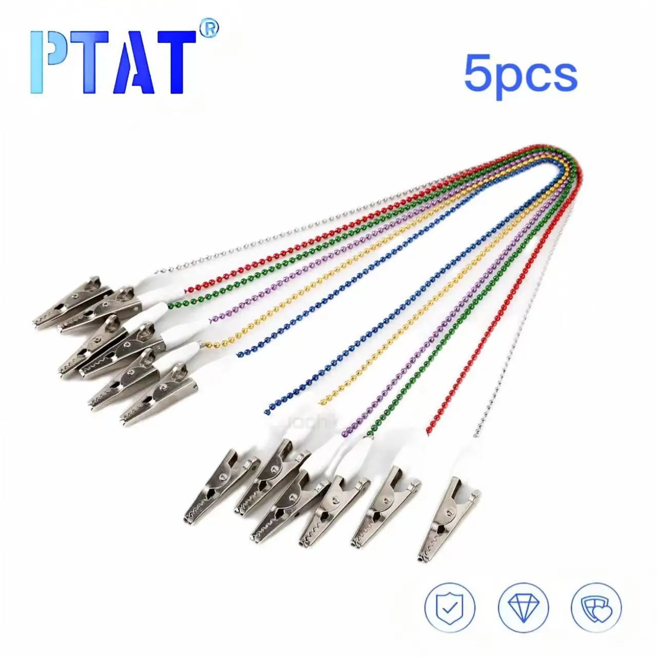 

5pcs Stainless Steel Dental Lab Bib Clip Napkin Holder with Flexible Steel Ball Chain Dentist Supplies Denture Clean