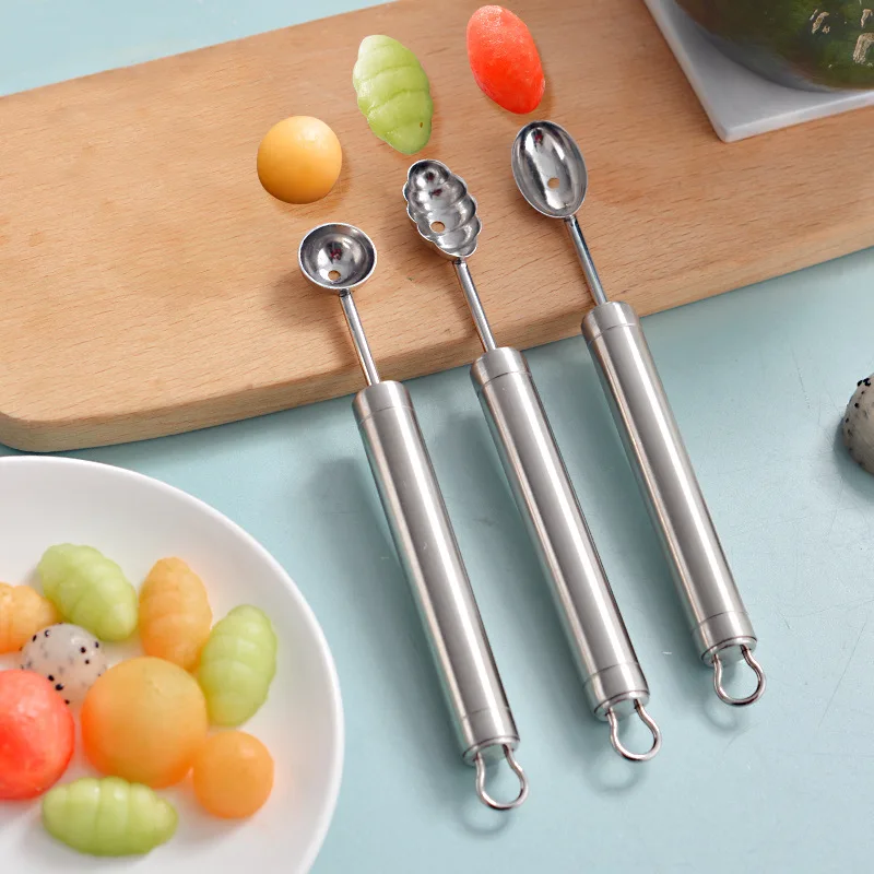 

304 Fruit Digger Watermelon Spoon Caterpillar Digging Ball Spoon Carving Knife Fruit Cutter Cutting Watermelon Artifact Fruit
