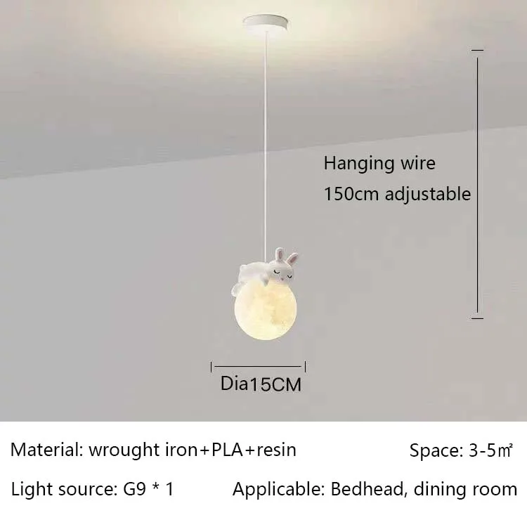 

Современный минималистичный светодиодный подвесной светильник, детская комната, спальня, кабинет, прикроватная тумбочка, украшение белого медведя, настенный светильник с кроликом