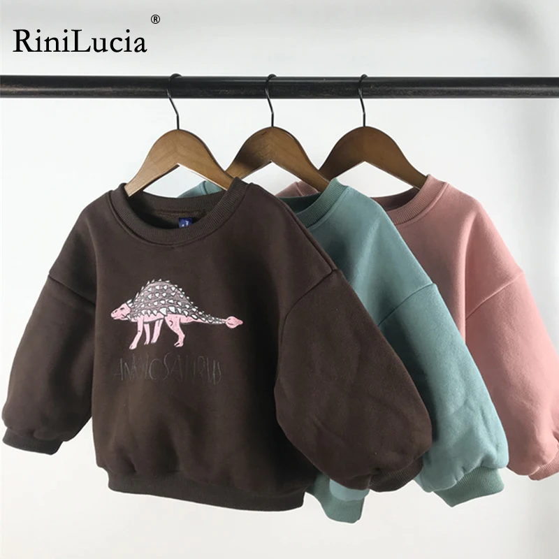 

RiniLucia Kids Hoodie Infant Korean Winter New Top Baby Lovely Dinosaur Plush Comfortable Pullover Kids Clothes Boy Sweatshirt