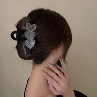 love heart plush hair claw clips 2022 autumn large hairpins womens korean hair clip clamp accessories flocking hairclip