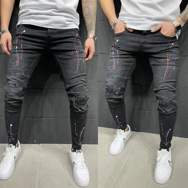 

2020 HOT Gaya 2 Pria Saku Besar Skinny Jeans Ritsleting Tipis Kualitas Tinggi Jeans Kasual Olahraga Korset Celana Jeans M-3XL
