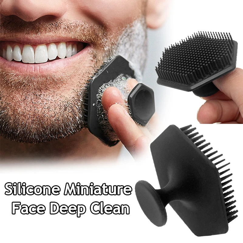 Скребок для чистки лица для мужчин, Мягкая силиконовая щетка для бороды, инструмент для глубокой очистки и отшелушивания, массажный инструм...