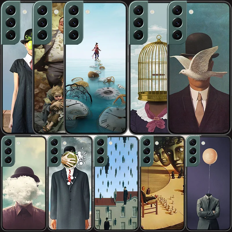 Телефон Rene Magritte для Samsung Galaxy S24 S22 Ultra S21 Plus S20 S23 FE Чехол S10 5G S10E S9 Силиконовый мягкий