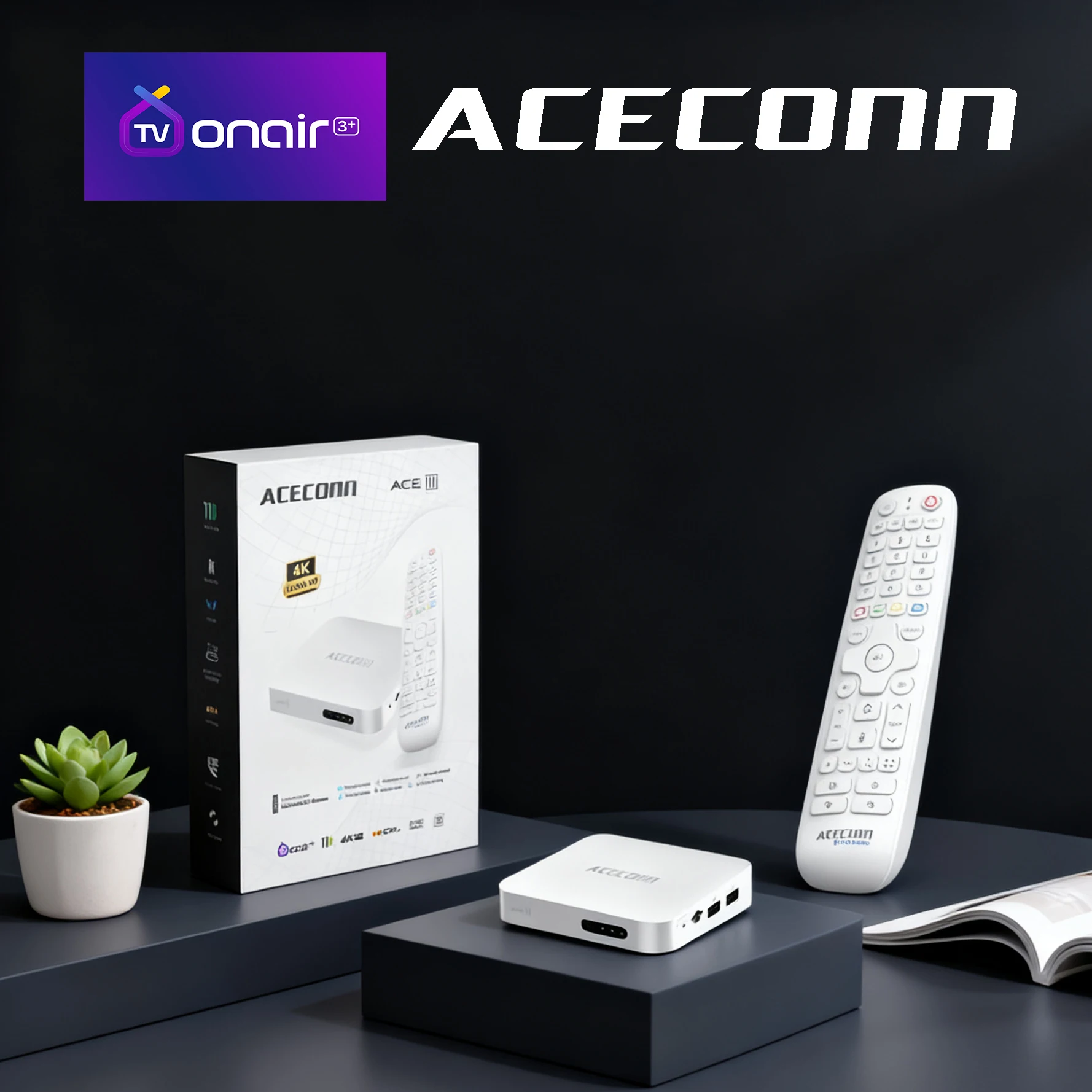 Фото 4K Dual OS (система Android или Linux) ТВ-приставка ACECONN ACE11 TVONAIR3+ платформа 2 ГБ 32 ГБ BT Remote RCU Приложение для автоматического обучения OTA №2