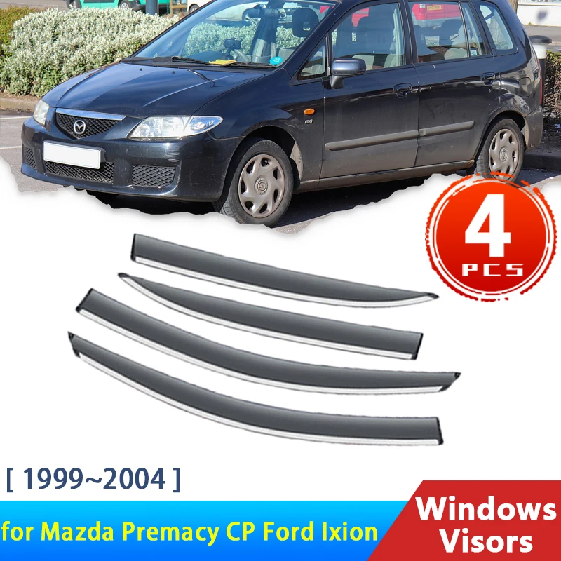 Car Window Visor for Mazda Premacy CP Ford Ixion 1999~2004 2000 Accessories Wind Deflectors Rain Eyebrow Guard Auto Awning Trim