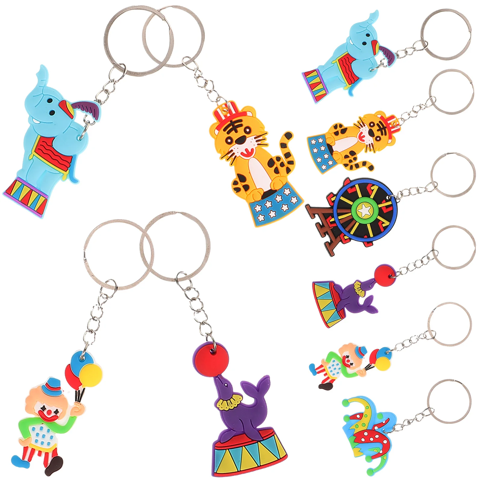 

10 Pcs Backpack Circus Decor Hanging Ornaments Key Chain Car Keychain Small Bag Pendant Silica Gel Statue