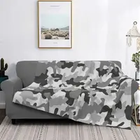 Camouflage Military Grey Pattern Blanket Coral Fleece Plush Army Camo Lightweight Thin Throw Blanket for Bed Travel Rug Piece
