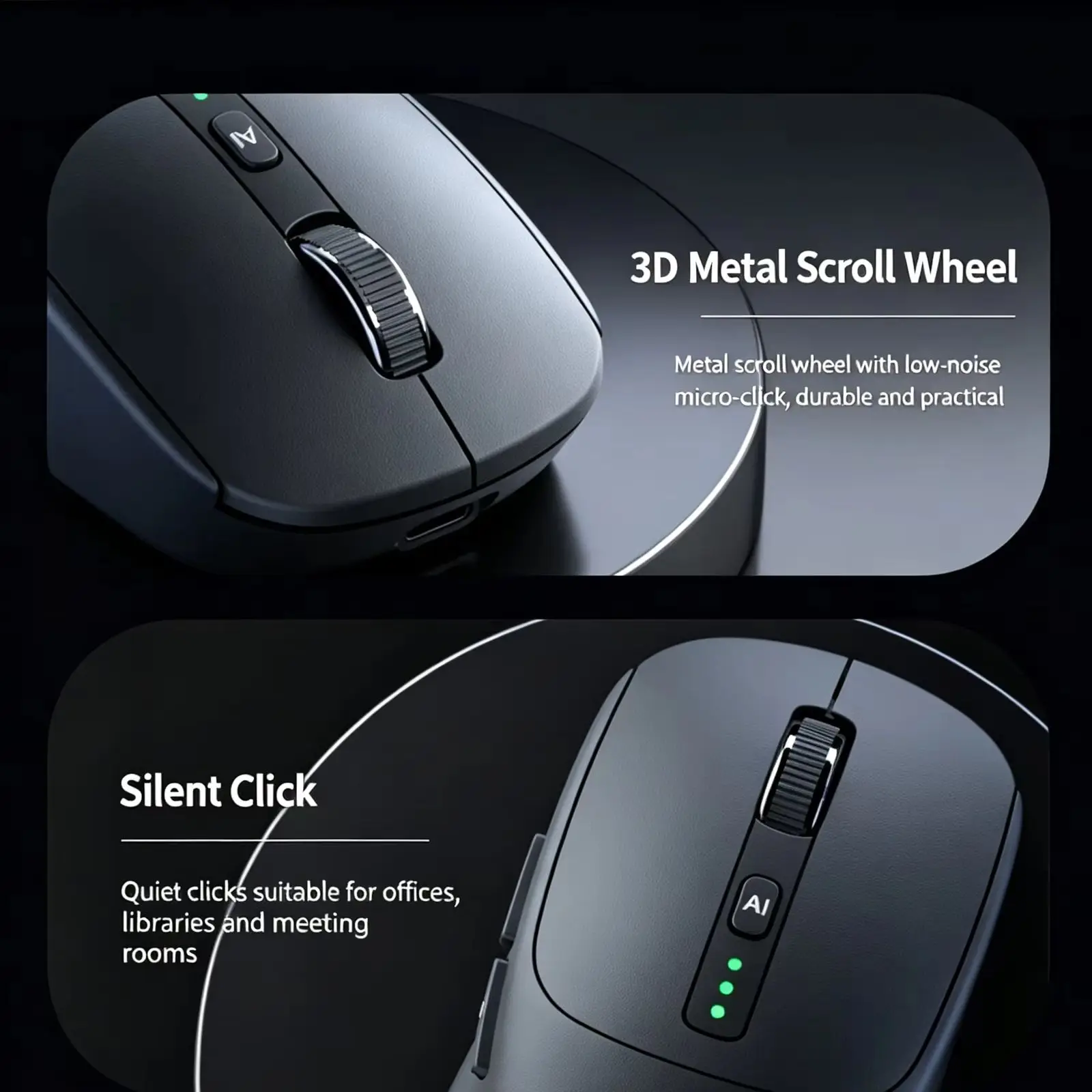Фото Беспроводная Bluetooth-мышь 2.4G AI Smart Deepseek с функцией перевода, перезаряжаемая, для бизнеса и офиса, для ПК, Windows, ноутбуков, для набора текста №5