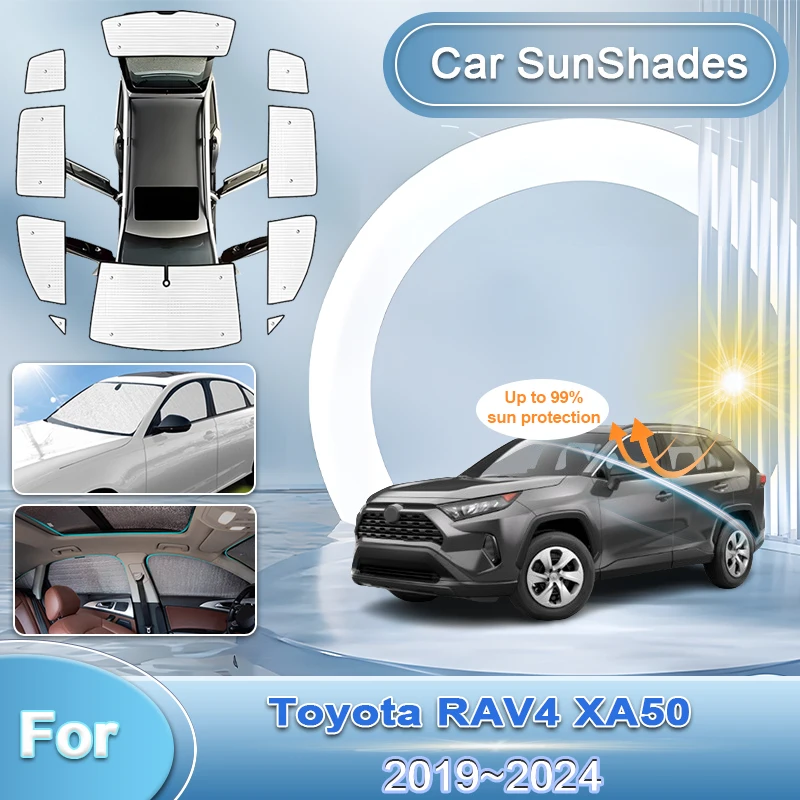 Фото Автомобильный солнцезащитный козырек для Toyota RAV4 2023, аксессуары 2019~2024 XA50, выдвижной отражатель для защиты от ультрафиолета, солнцезащитный козырек, серебристый, потертый №1