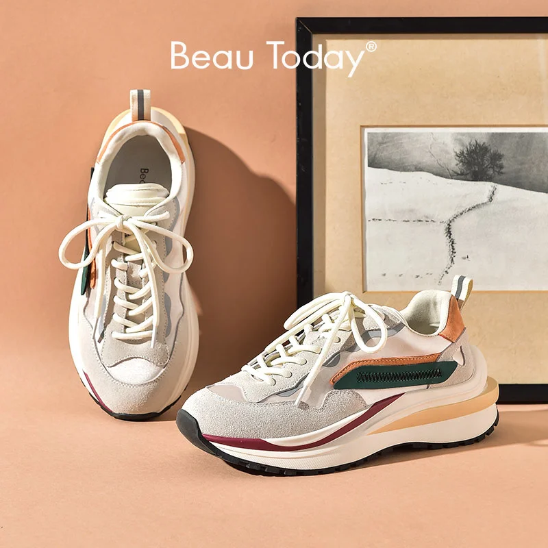 

Casual Sneakers Women Synthetic Leather Lace-Up Thick Se Breathle Ladies Trainers Vulcanized Shoes 29415
