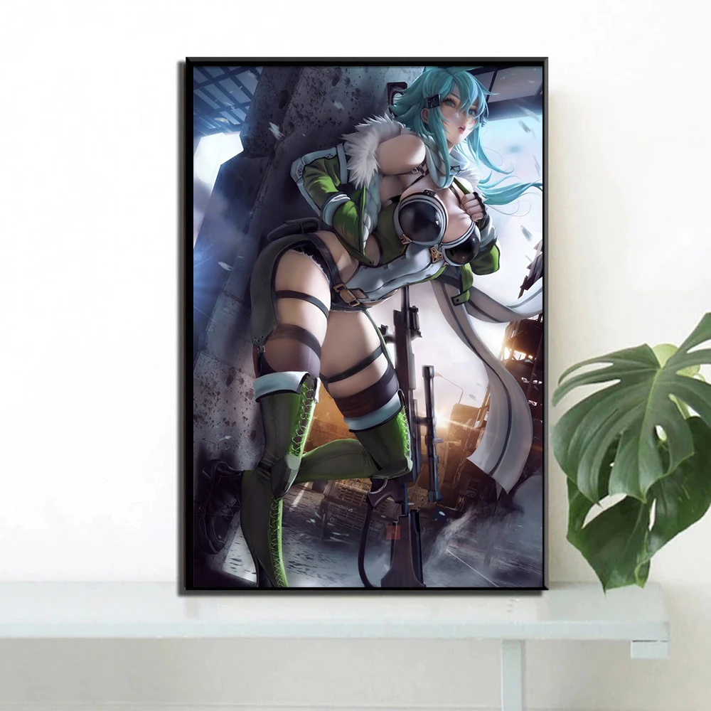 

Sexy Sinon Anime Posters Game Sword Art Online Canvas Painting Manga Charater Wall Art Prints Picture for Kid Room Home Decor