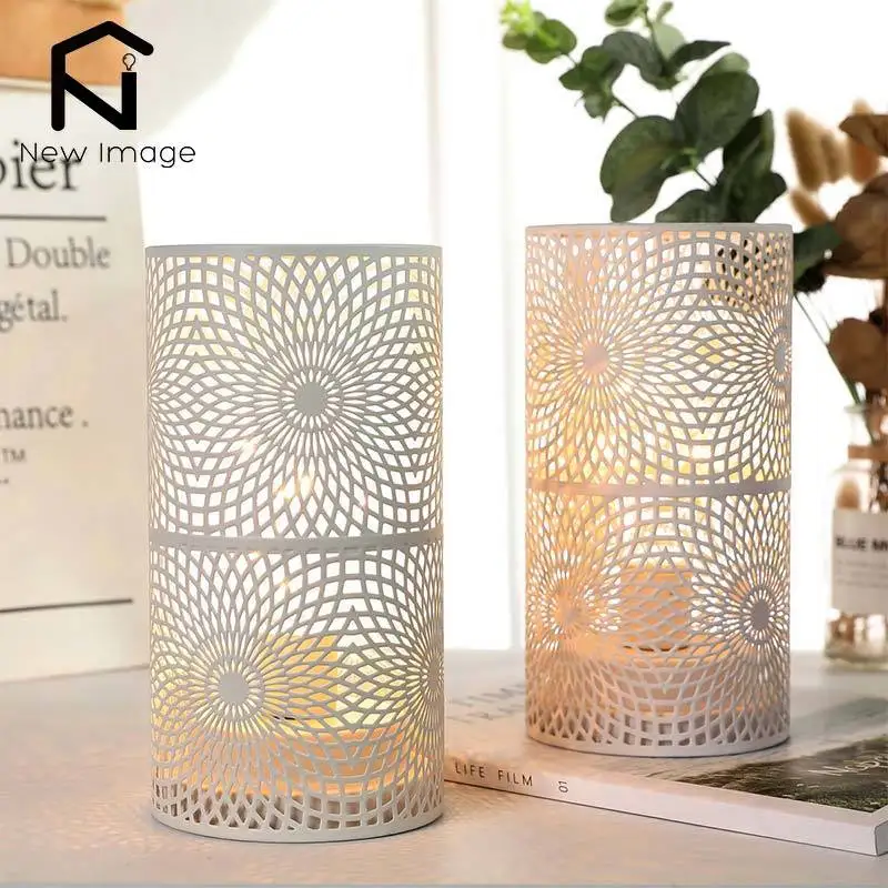 

2 Pack Modern Nordic Cylinder Table Lamp Battery Powered Night Light for Bedroom Illumination Warm White Home Decor