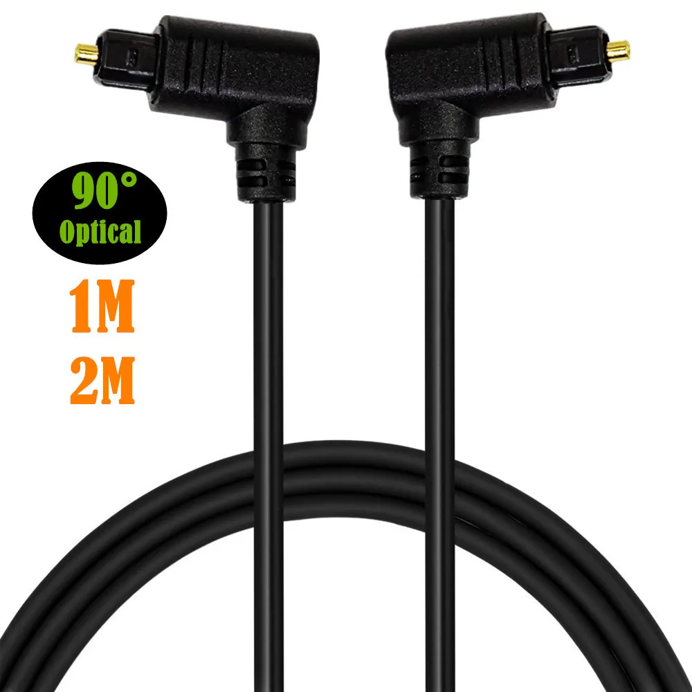 Single Double Bend 90 Degree Angle Elbow TOSLINK Optical Audio Digital Fiber Optic Cable 1M 2M |