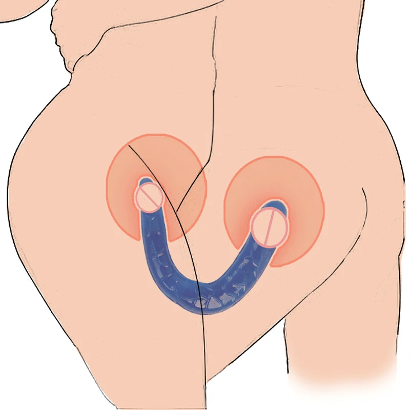 Длинный двойной фаллоимитатор большого размера для пар лесбийская марстубация
