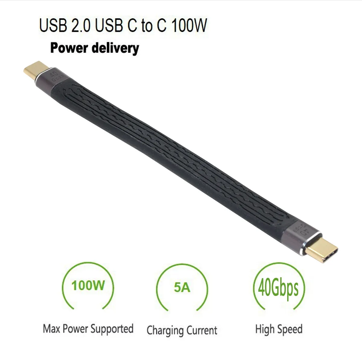 

CY 100W 8K Flat Slim FPC Data Cable for Laptop & Phone USB4 40Gbps Male to Male 13cm Type-C USB-C