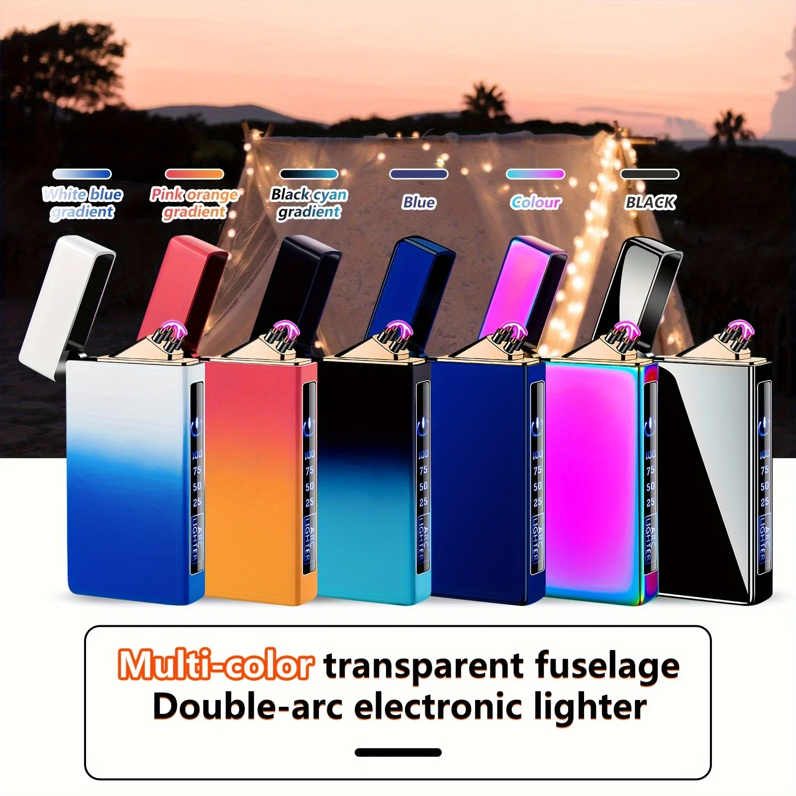 Новинка 2024 плазменная зажигалка с двойной дугой и цифровым дисплеем