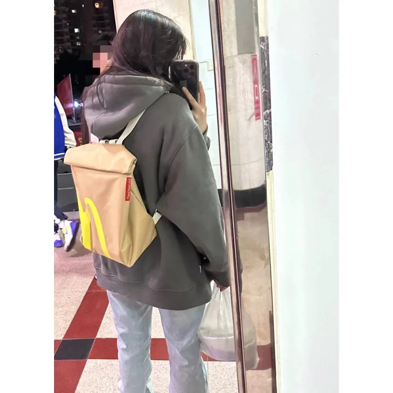 McDonald's Bag Paper Bag Backpack Women's Backpack Large Capacity Bag College Students Class Commuter Tide