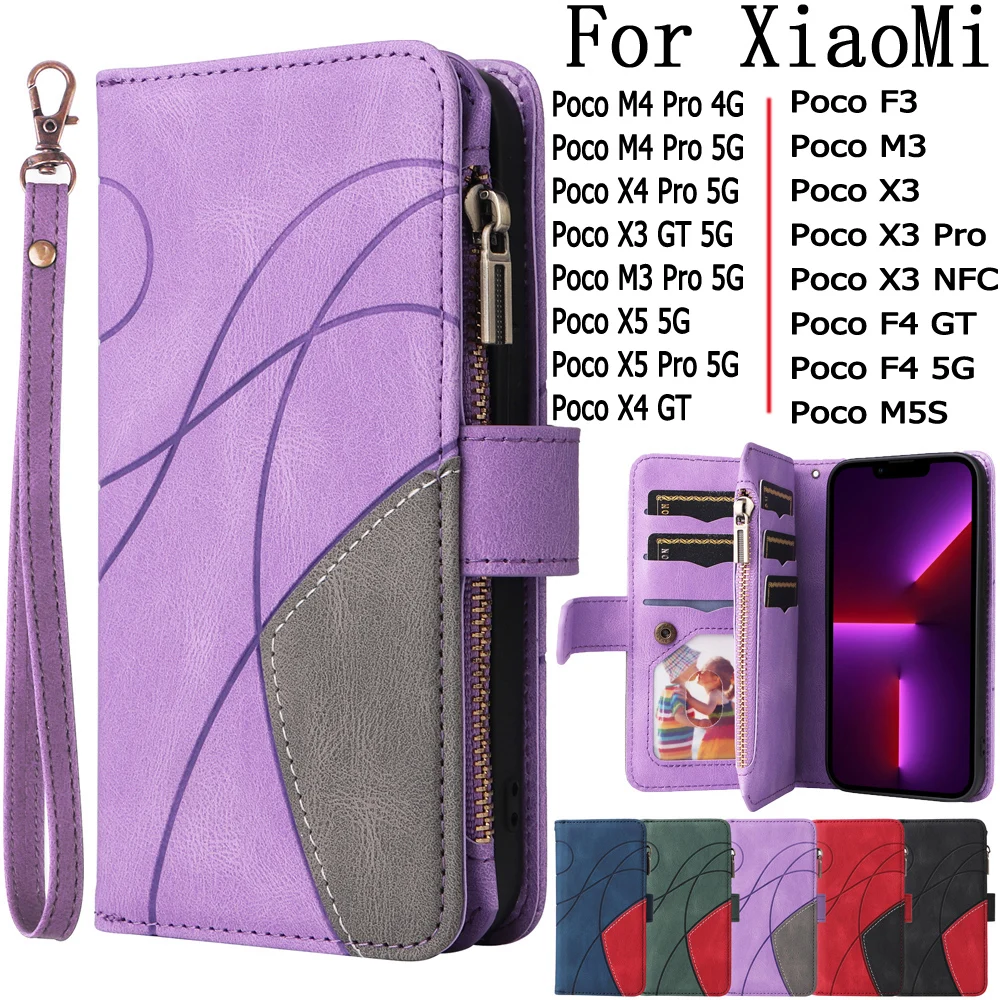 

Sunjolly Mobile Phone Cases Covers for XiaoMi Poco M4 M3 X4 X3 F3 Pro M5S F4 GT X5 Pro 4G 5G NFC Case Cover coque Flip Wallet