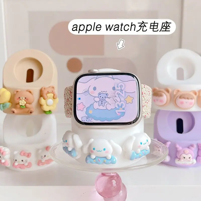 

Kawaii Sanrio Apple Watch Charging Base Cinnamoroll Mymelody Kuromi Cartoon Cute Watch Wireless Charger Holder Girls Toys Gifts
