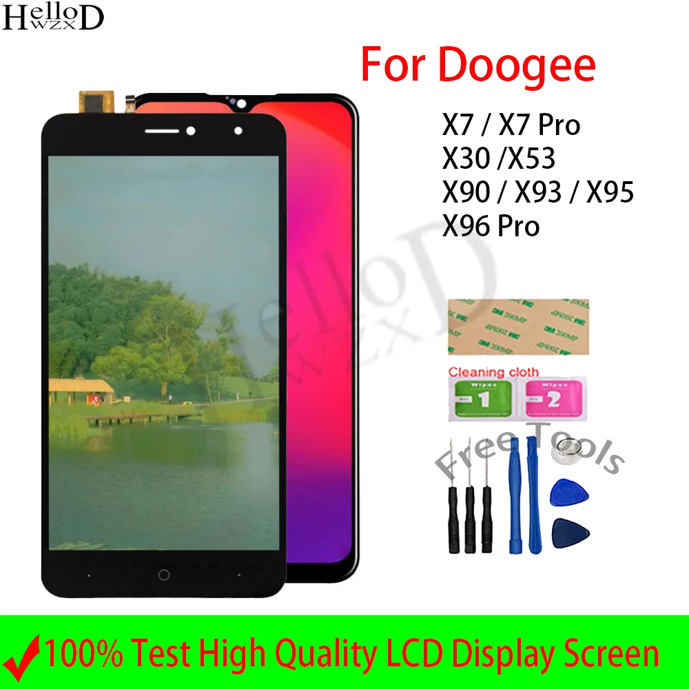 

LCD Display For Doogee X7 Pro X30 X53 X90 X93 X95 X96 Pro Display LCD Touch Screen Digitizer Assembly Replacement Tools