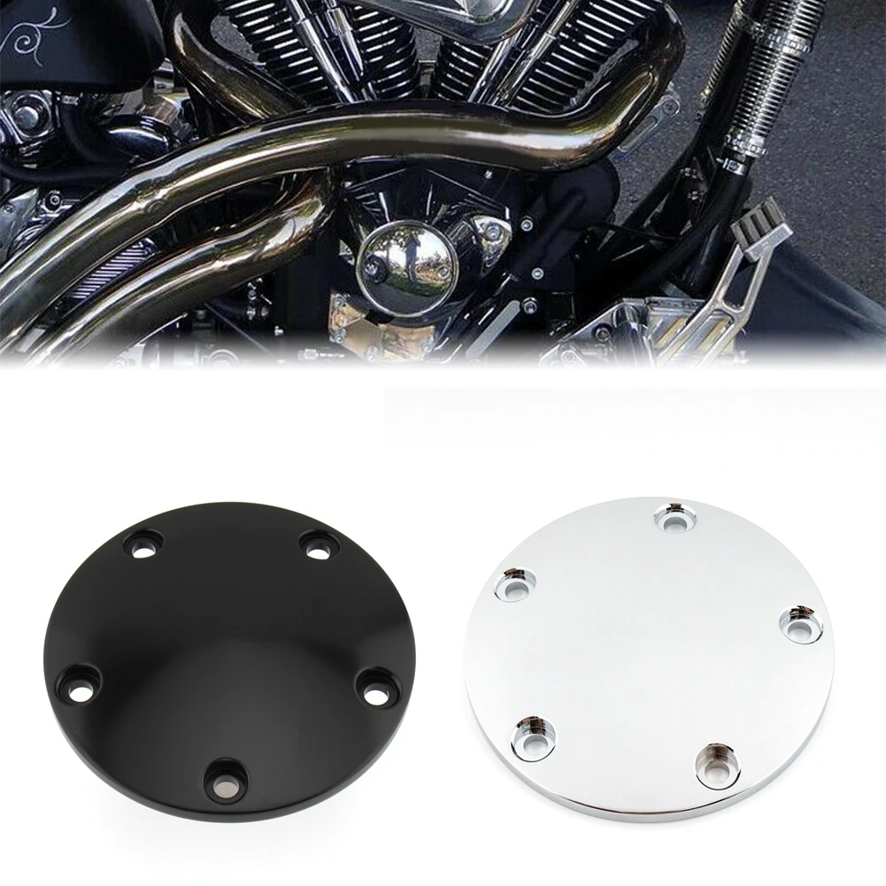 

5 Holes Black/Chrome Motorcycle Timer Points Cover Aluminum 7805-0080 For Harley Davidson Twin Cam Models Softail Dyna 1999-2017