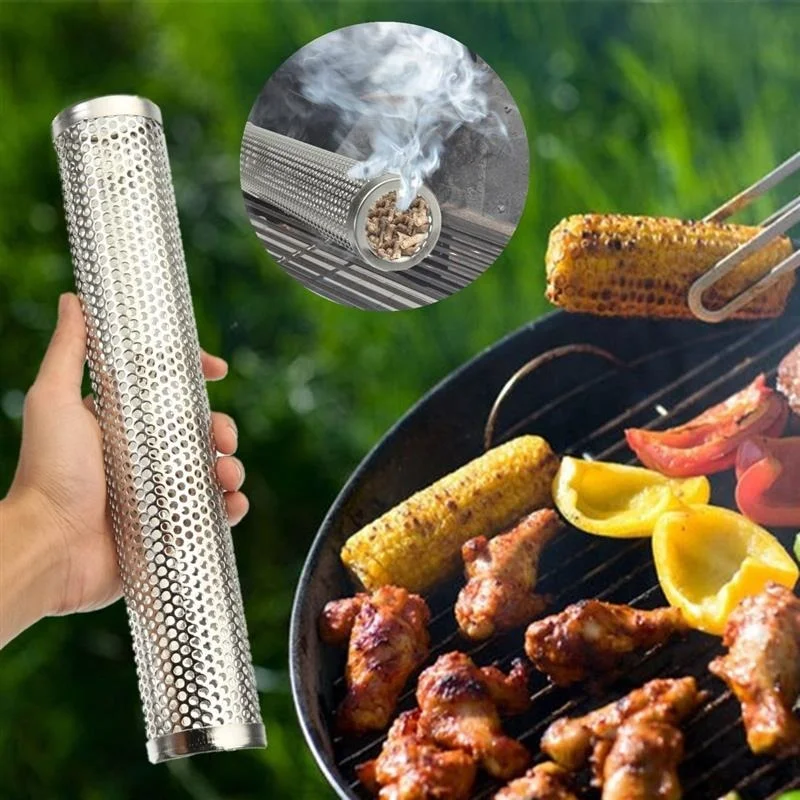 

15/30cm Square Round BBQ Grill Hot Cold Smoking Mesh Tube Smoke Generator Stainless Pellet Smoker BBQ Accessories