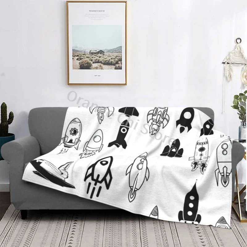 

3D printing Rocket Super Soft Flannel Blanket Multifunctional Personalized Warmth All Seasons Bed Cover 1