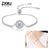 zxmj fashion zircon bracelet korean trendy disc bracelets adjustable bracelets for women pull buckle couple jewelry gift
