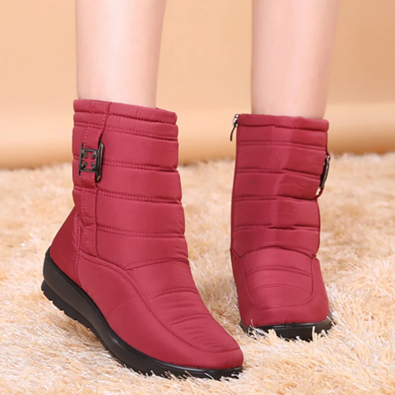 

Women Mid-calf Boots Female Waterproof Snow Boots Winter Boots Women Shoes Slip on Warm Plush Middle Aged Mother Shoes Booties