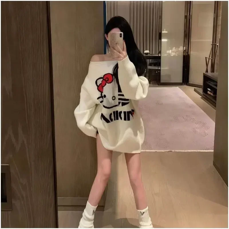 Свитер hellokitty Kawaii осенне-зимний утолщенный свитер для девочек милый топ с героями