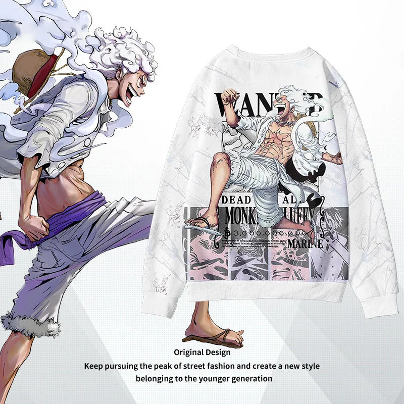 

One Piece Crew Sweatshirt Long Sleeves Without A Hat Round Collar Hoodie Pullover Top Outdoor Clothing Round Neckline Chic Luffy