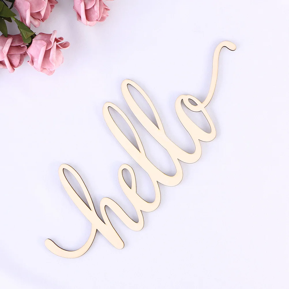 

2pcs Creative Hello Wood Sign Home Decor Wall Ornament Wood Sign Decorative Signage for Home Bedroom