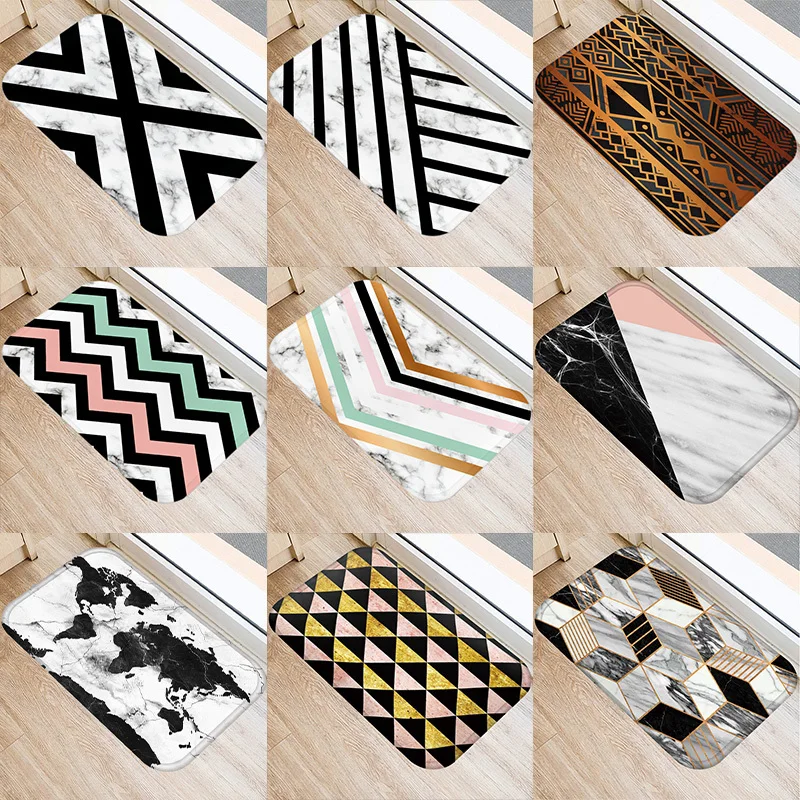 

1Pcs Geometric Kitchen Entrance Door Mat 40*60cm Flannel Carpet Polyester Colorful Indoor Floor Mats Non-Anti-Slip Rug 48267-1