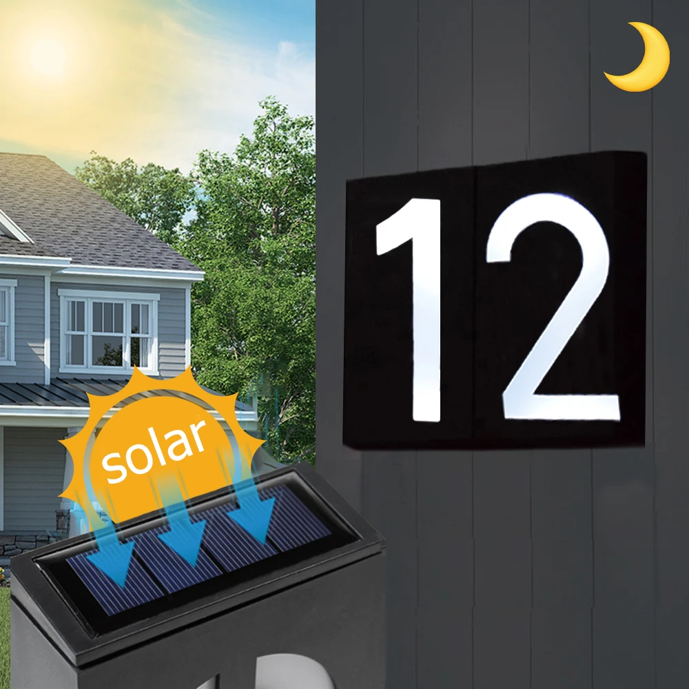 

Outdoor Address Sign House Number Solar Led Light Outdoor Exterior House Number House Door Number Doorplate Digital Flat Number