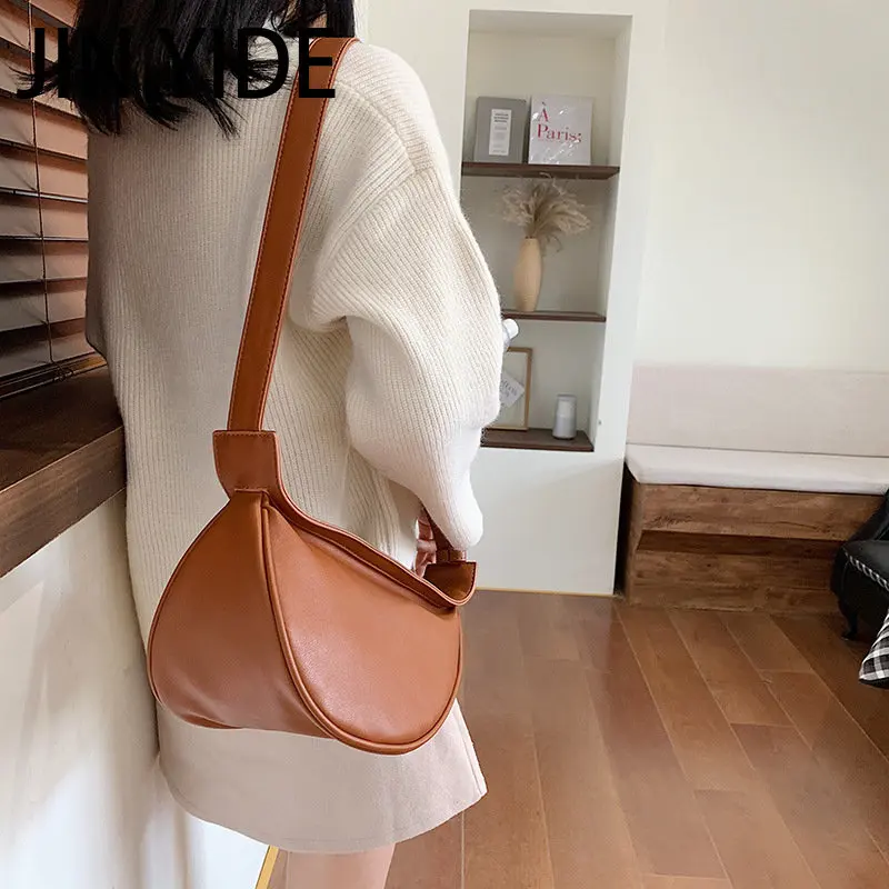 JIN YIDE 2023 New Style Wild Fashion Diagonal Shoulder Bag Simple Solid Color Mini Saddle Bag Purse Crossbody Bags for Women