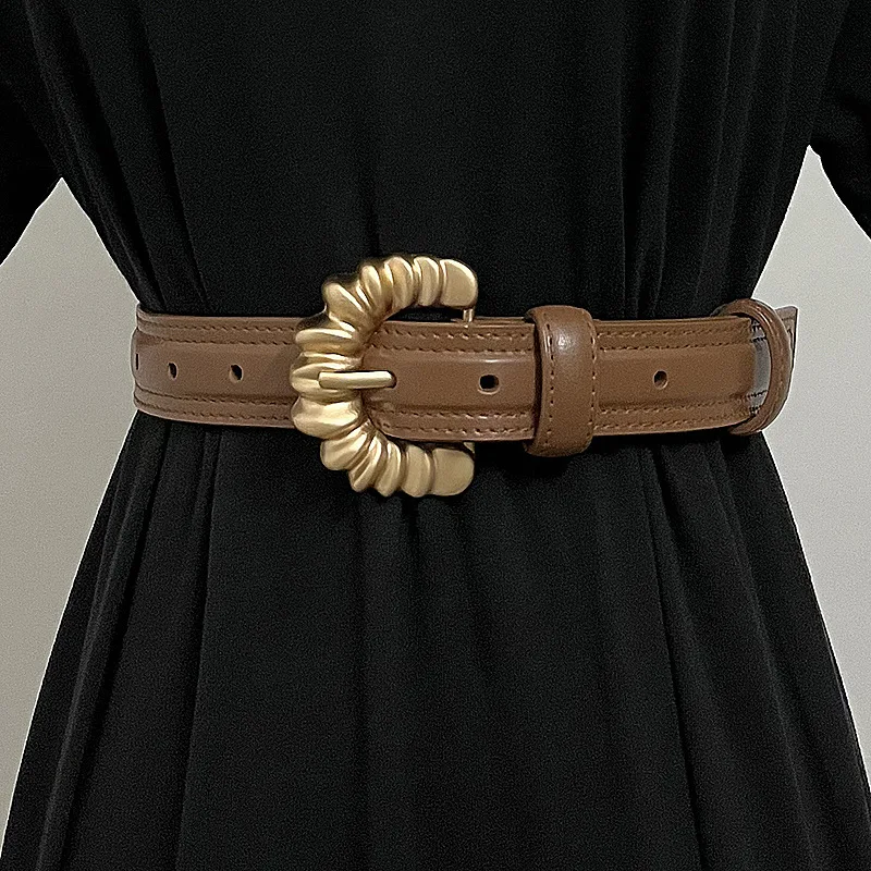 Women's fashion needle buckle leather belt for women jeans sweater casual female belt decorative luxury