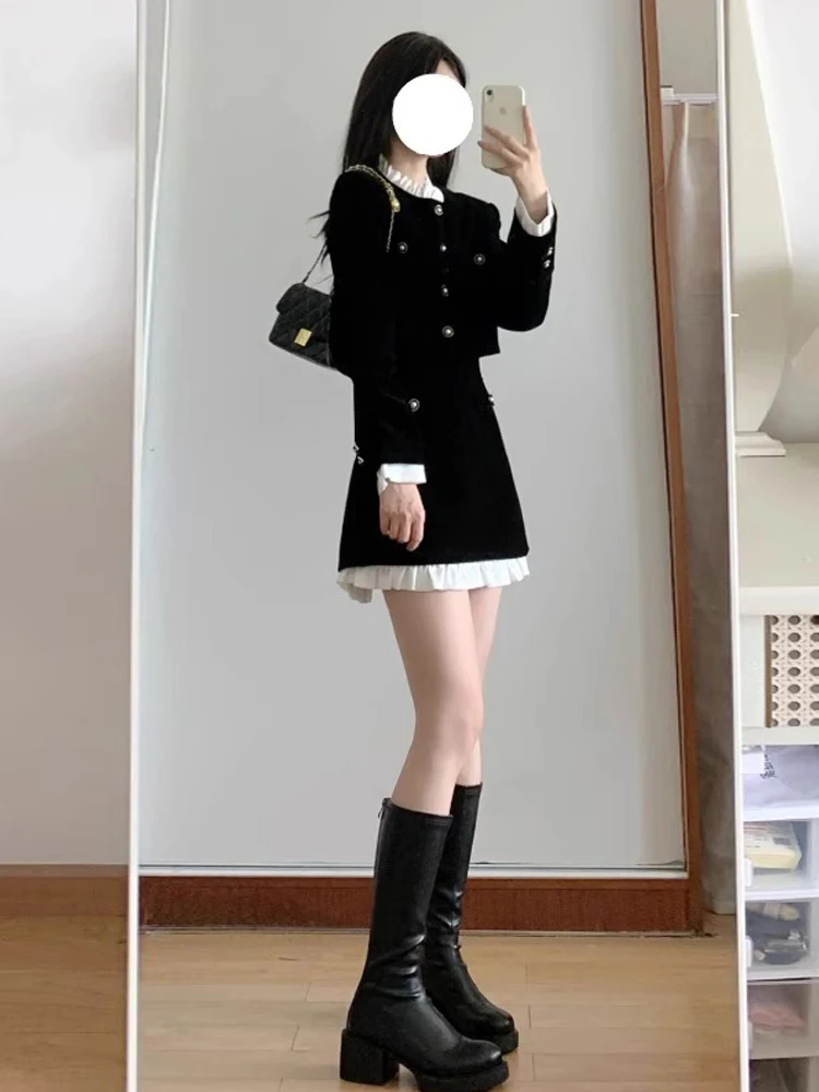 Маленькое платье High Sense комплект из двух предметов женская осенне-зимняя изящная